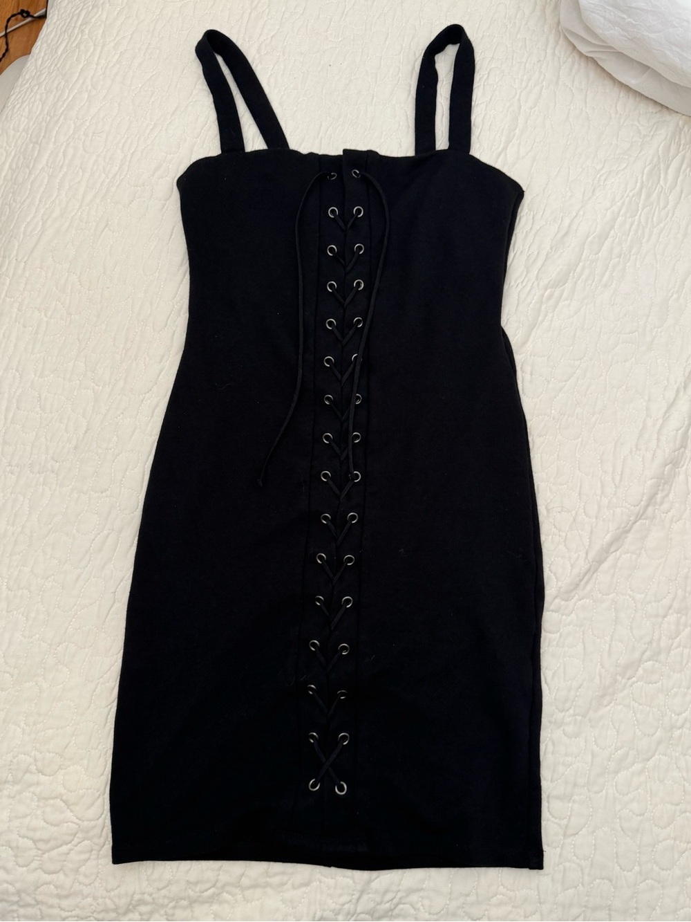 Forever 21 Black Lace-Up Bodycon Mini Dress